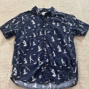 Field & Stream Dark Blue Fishing Pattern Shirt